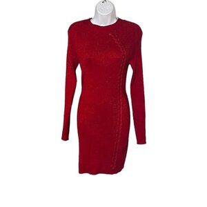 I.N. San Francisco Vibrant Red Long Sleeve Dress
